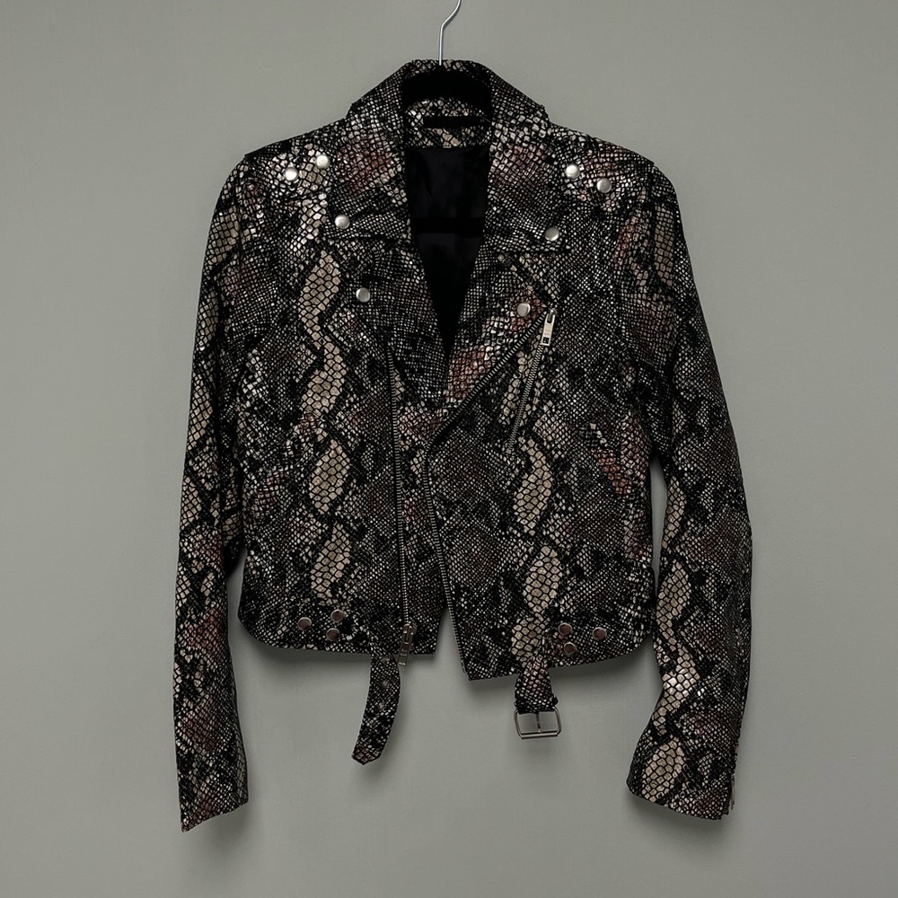 Blk Dnm Snakeskin Python Embossed Leather Biker J… - image 2